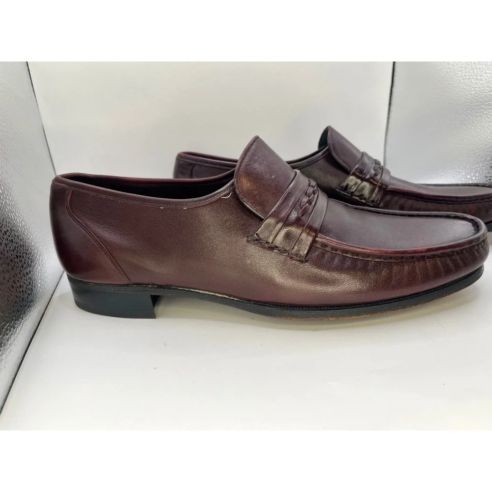 Florsheim Imperial Quality Burgundy Leather‎ Braided Loafers 9.5 E Comfortech